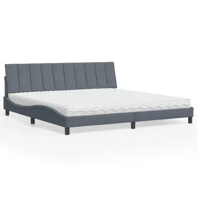 Productafbeelding van Bed met matras "Hanko" fluweel donkergrijs 200x200 cm