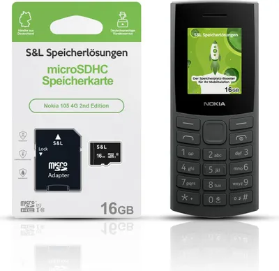 Produktbild von microSD Speicherkarte S&L für Nokia 105 4G 2nd Edition - Speicherkapazität: 16 GB