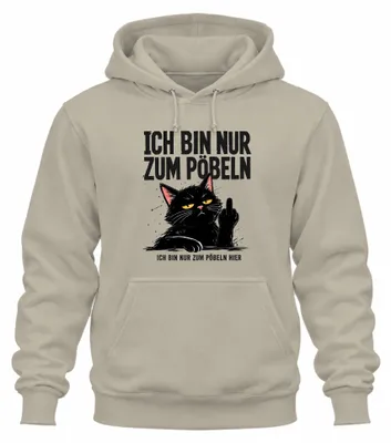 Produktbild von Ich bin nur zum Pöbeln hier Schwarze Statement Sarkasmus Hoodie Kapuzenpullover, Natur, XL