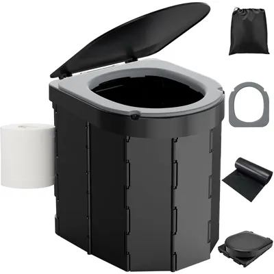 Immagine prodotto di WC portatile pieghevole per campeggio, toilette da viaggio pieghevole per adulti