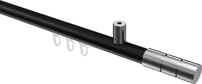 Produktbild von Interdeco Innenlaufstange / Gardinenstange mit Innenlauf Schwarz / Chrom, Typ Sonius Elanto (Rillenzylinder) Deckenmontage, 20 mm Ø 1-läufig, 160 cm