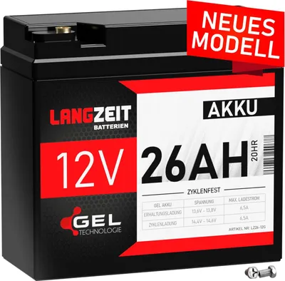 Produktbild von Langzeit Gel Akku 12V 26Ah Blei Akku