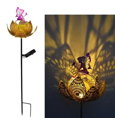 Solar-Lotus-Fee Stehlampe, Garten Dekoration, LED, 76x16x17 cm