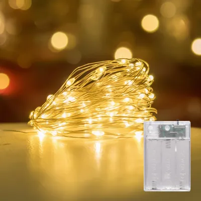 Lichterkette mit Timer, warmweiß, 10 m, batteriebetrieben