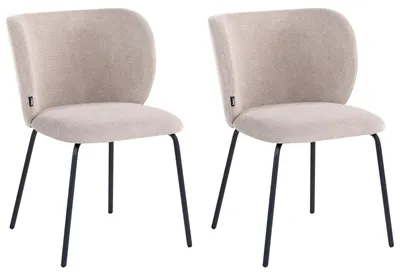 Obrázek produktu pro BELIANI Sada 2 jídelních židlí čalouněná taupe bez područek kovová základna retro design