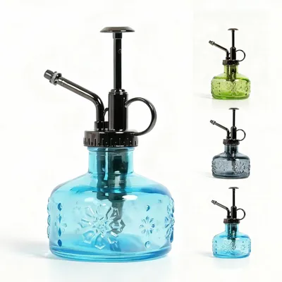 Produktbild von Bamworld Glasgießkanne, Pflanzensprüher für Zimmerpflanzen & Sukkulenten, 180ml Vintage, Blau