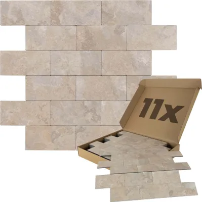 Produktbild von Dalsys Wandpaneele selbstklebend Marmoroptik Steinoptik 1m², 11 Stück Sand Wandverkleidung feuchtigskeitsbeständig, für Bad und Küche