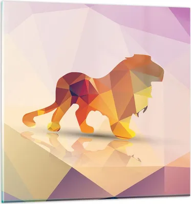 Produktbild von Bilder auf glas - Löwe Illustration modern - 60x60cm - Glasbilder - Wandbilder - Kunstdruck - zum Aufhängen bereit - Wanddekoration aus Glas - Glas Bilder - Wandbild auf Glas - GAC60x60-2804