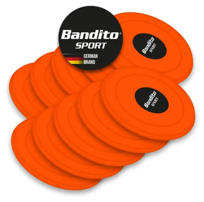 Produktbild von Bandito Airhockey Puck SpeedFire in Turniergröße 70 mm, 23 . für aktive Spieler und Profis, aus schlagfestem ABS Material, super Gleiteffekt, leucht-orange, Set 10 St.