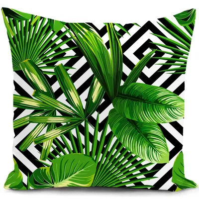 Produktbild von Kissenbezug 40x40 cm mit grünen Blättern für den Außenbereich, Balkon, Terrasse, Garten, Gartenmöbel