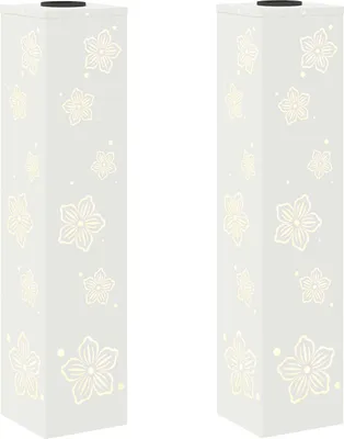 Image de vidaXL Lumière solaire de chemin LED 2 pcs Blanc Acier laminé à froid