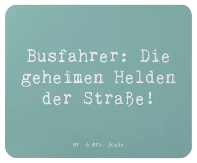 Produktbild von Mr. & Mrs. Panda Mouse Pad Spruch Busfahrer Helden - Meeresbrise - Geschenk, Mauspad, Aufmerksamkeit, Aufmerksamkeiten, mousematte, Danke sagen, Dankbarkeit, pc mousepad
