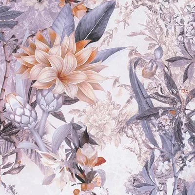 Image de Profhome 381772-GU Papier peint floral floral mat blanc gris 5,33 m2
