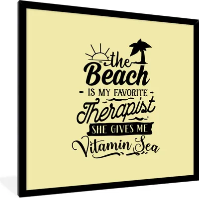 Produktbild von MuchoWow® Gerahmtes Poster Sommer - Zitate - Palme 40x40 cm - Poster mit Schwarzem Bilderrahmen Wandposter Rahmen Foto Bilder - Mit Rahmen - Wanddekoration Schlafzimmer