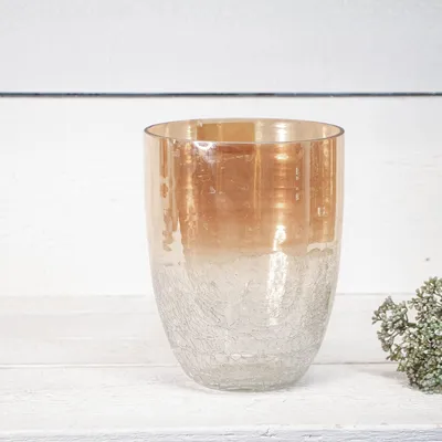 Produktbild von Handgefertigte Vase aus weiß-orangenem Glas - H.20cm