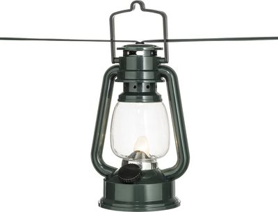 Konstsmide - LED Sturmlaternen Lichterkette, 8 grüne Sturmlaternen, 8 warm weiße Dioden, 3V Außentrafo, schwarzes Kabel