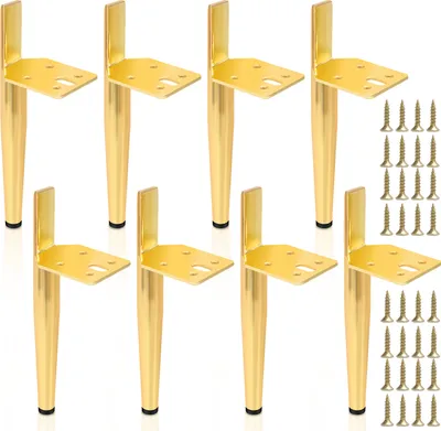 Produktbild von TolleTour 8er Set Möbelfüße Tischbeine Sockelfuß Tischfuß Möbel Metall Gold，Höhe:150 mm