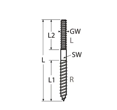 Produktbild von Stockschraube mit Linksgewinde M10x150mm, Edelstahl A4
