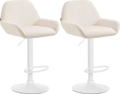 Produktbild von DELUKE® Barhocker 2er Set DUBLIN - Creme, Samt, Weiß | Barhocker mit Lehne Barstuhl Tresenhocker Tresenstuhl Kneipenhocker Kneipenstuhl