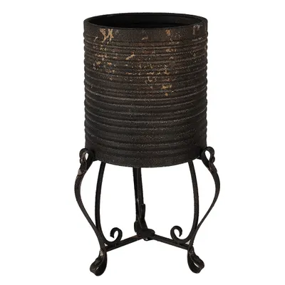 Produktbild von Clayre & Eef Blumentopf Ø 29x53 cm Schwarz Goldfarbig Eisen