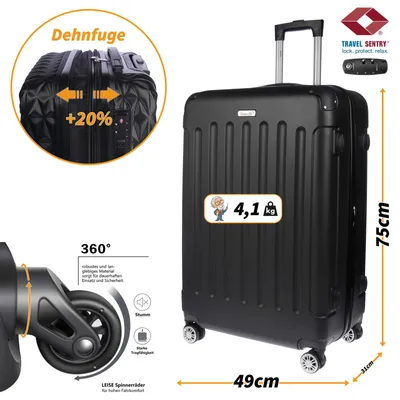 Produktbild von Großer XL Koffer Reisekoffer Hartschalenkoffer Reisen TSA Zahlenschloss Schwarz