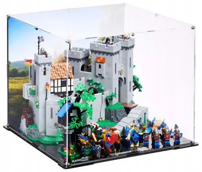 Produktbild von Blacked Brick Vitrine mit bedruckter Rückwand für LEGO® 10305 ICONS – Burg der Löwenritter