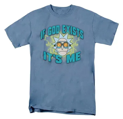 Produktbild von Rick And Morty - "If God Exists It´s Me" T-Shirt für Herren/Damen Uni TV37659 (L) (Carolina Blau), KI-generiertes Bild