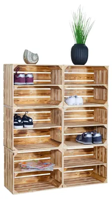Produktbild von Schuhregal mit 12 Ebenen Schuhschrank, Schuhaufbewahrung, Schuhorganizer, für bis zu 24 Paar Schuhe, für Wohnzimmer, Flur (Geflammt)