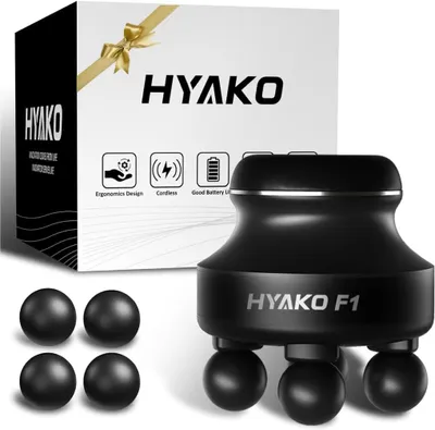 Produktbild von Hyako F1-Massagepistole, 4-Kopf-, 5 Modi, einstellbare Mini-Tiefgewebe-Massagebaste, Halsbeine Ganzkörper, elektrischer Handmuskel