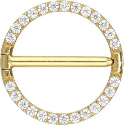 Produktbild von Brustwarzenpiercing, Titan Nippelpiercing Clicker RING + EINGEFASSTE KRISTALLE Gold Innendurchmesser: 16 mm