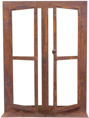 Produktbild von Deko Fenster 80x60 cm hoch zum Öffnen auf Platte Sprossen Rost Edelrost Gartendeko Wetterfest Fensterrahmen Metallfenster