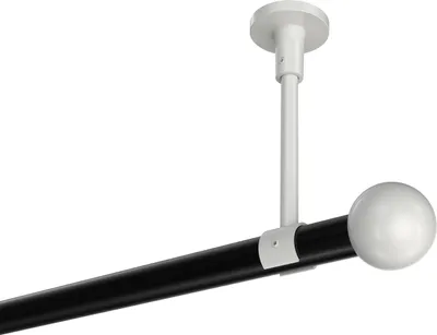 Produktbild von Interdeco Gardinenstange / Vorhangstange Schwarz / Weiß, Typ Sonette Luino (Kugel) ohne Ringe, Deckenmontage, 20 mm Ø 1-läufig, 220 cm