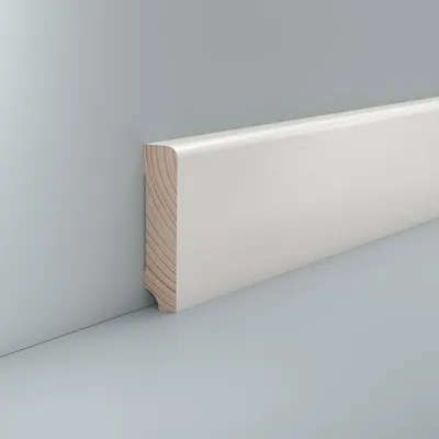 Produktbild von Sockelleiste weiß Kiefer 19 x 80 Lackiert RAL 9010 Fußleiste