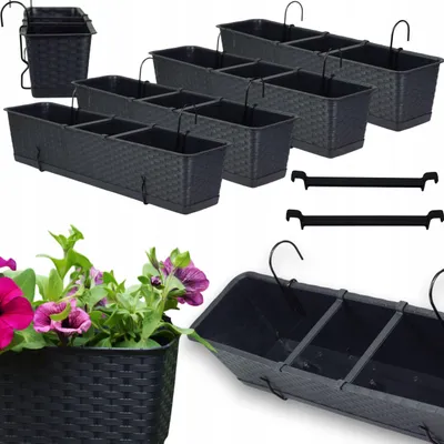 Produktbild von DIKEL Ratolla Balkonkasten 4er-Set mit Untersetzer Anthrazit