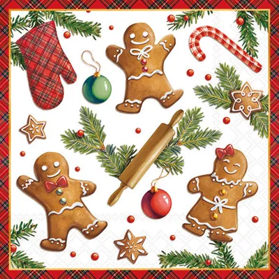 Produktbild von Servietten Papier 33x33cm 3-lagig mit Lebkuchen Motiv 20 Stk.