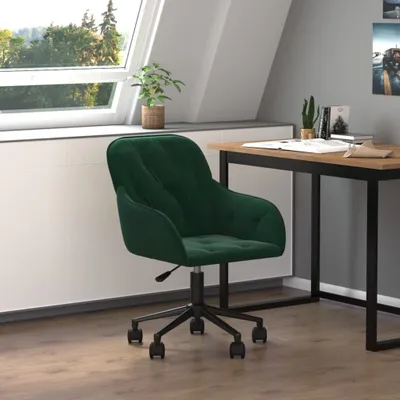 Produktbild von Bürostuhl Drehbar Dunkelgrün Samt - Bürostühle CC20686