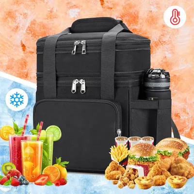 Produktbild von Faltbare Kühltasche Picknicktasche Isoliertasche Thermotasche 2 Kühlfächer Lunch