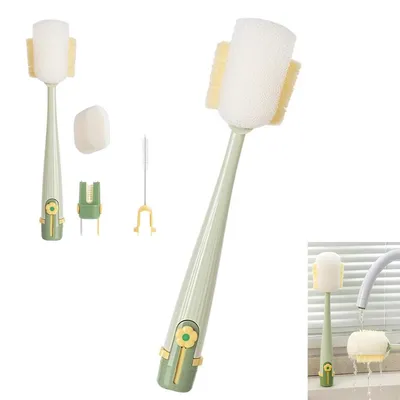 Produktbild von Babyflaschen-Reinigungsset 5-in-1 – langstielige Bürsten mit Silikon- und Nylonborsten, für Flaschen, Becher und Wasserflaschen, 2 Stück