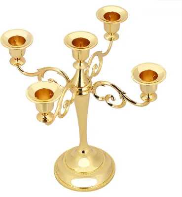 Produktbild von 5 Arme Vintage Kerzenständer Metall Handwerk Kerzenhalter Stand Hochzeit Party Home Decor