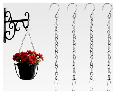 Produktbild von Kette für Blumenampel, hängend für Außen, 4 Stück 9,5" Metallkette mit Haken zum Aufhängen