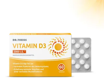 Zdjęcie produktu dla Dr. THEISS Vitamin D3 2000 I.E., 60 St. Tabletten