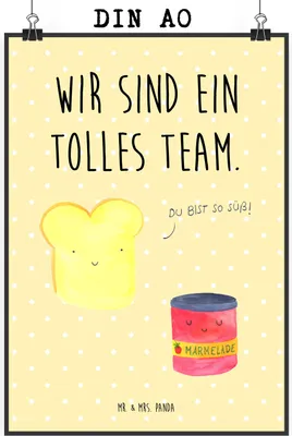 Produktbild von Mr. & Mrs. Panda Bild Toast Marmelade DIN A0 - Gelb Pastell - Geschenk, drucke, Lustige Sprüche, Brot, Süß, Deko, Toastbrot, kunstdruck poster, Dreamteam, Wandbild