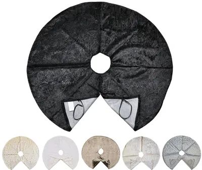 Produktbild von Kuschlige Christbaumdecke Rund Ø 90cm Weihnachtsbaumdecke Weihnachtsbaum Decke Tannenbaum Unterlage, Farbe:Schwarz / Ornamente