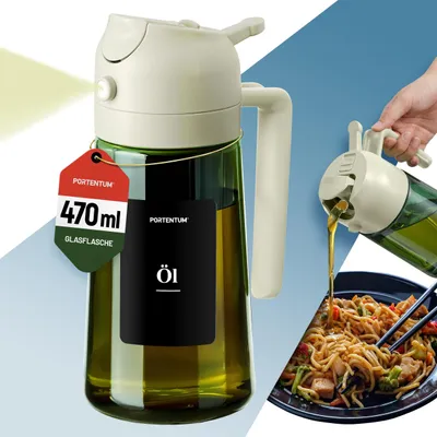 Produktbild von PORTENTUM Ölsprüher 470 ml 2 in 1 mit Spray- und Gießfunktion – Öl Sprühflasche