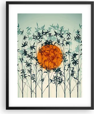 Produktbild von Gerahmtes Poster - Schwarzer Rahmen - Westen Sonne Gras - 40x50 cm - Wand Bild - Wanddeko - Wandbilder - Kunstposter - Wandposter - Bilderrahmen - Bilder - Kunstdruck - P2BPA40x50-5104