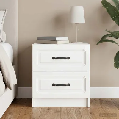 Imagen del producto de vidaXL Mesita de noche, blanco brillante, 43 x 34,5 x 44,5 cm, material de madera