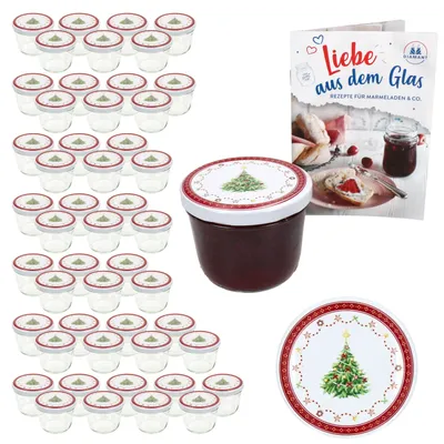 Produktbild von 50er Set Sturzglas 230ml Einmachglas + TO-Deckel 82 Weihnachtstraum + Heft