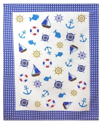 Image de Torchon, 100 % coton, imprimé « Grecja » motif nautique, bleu