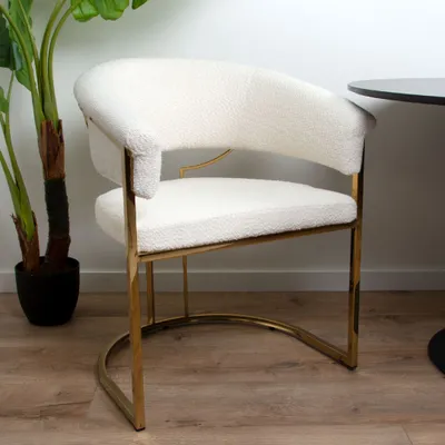Obrázok produktu pre Jedálenská stolička Milton & Oldbrook Bouclé Drama White - Gold
