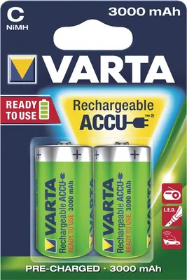 Image de Lot de 2 piles alcaline type hr14 1.2 volts rechargeables - Varta - 56714101402 -